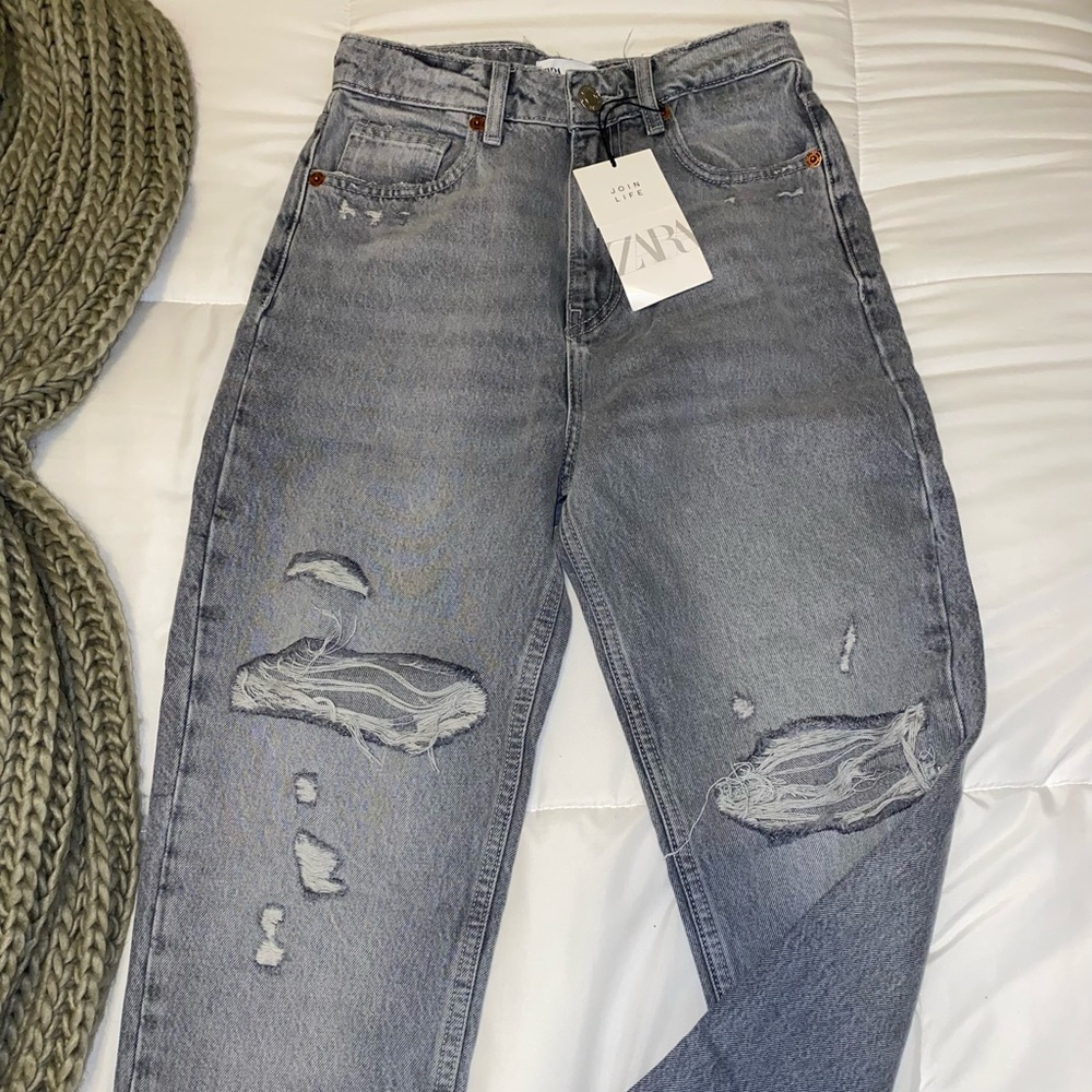 Zara hi-rise classic mom fit ankle length jeans